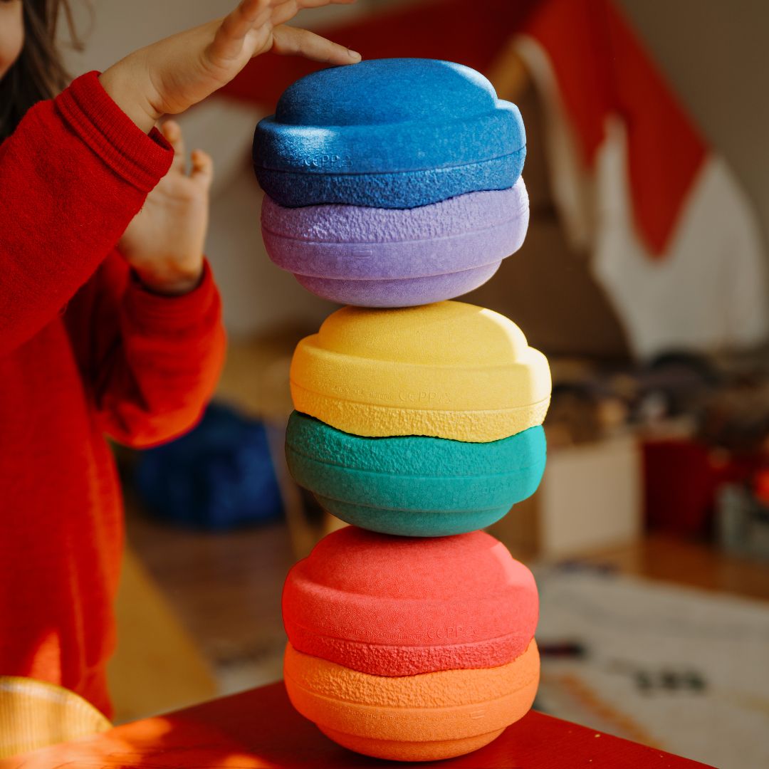 Stapelstein mini stapstenen set van 6 in regenboogkleuren