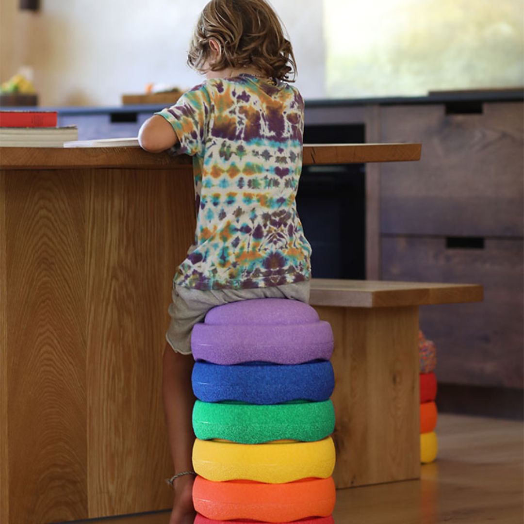 Stapelstein classic rainbow regenboog stapelstenen set van 6