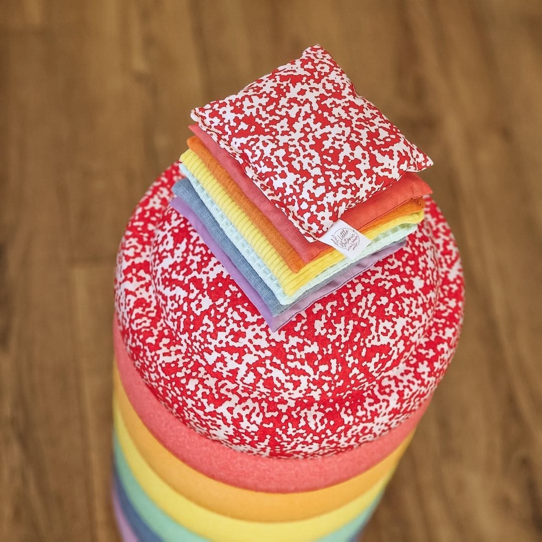 Stapelstein aanbieding voordeelbundel pastel met blush & red confetti steen en pittenzakjes