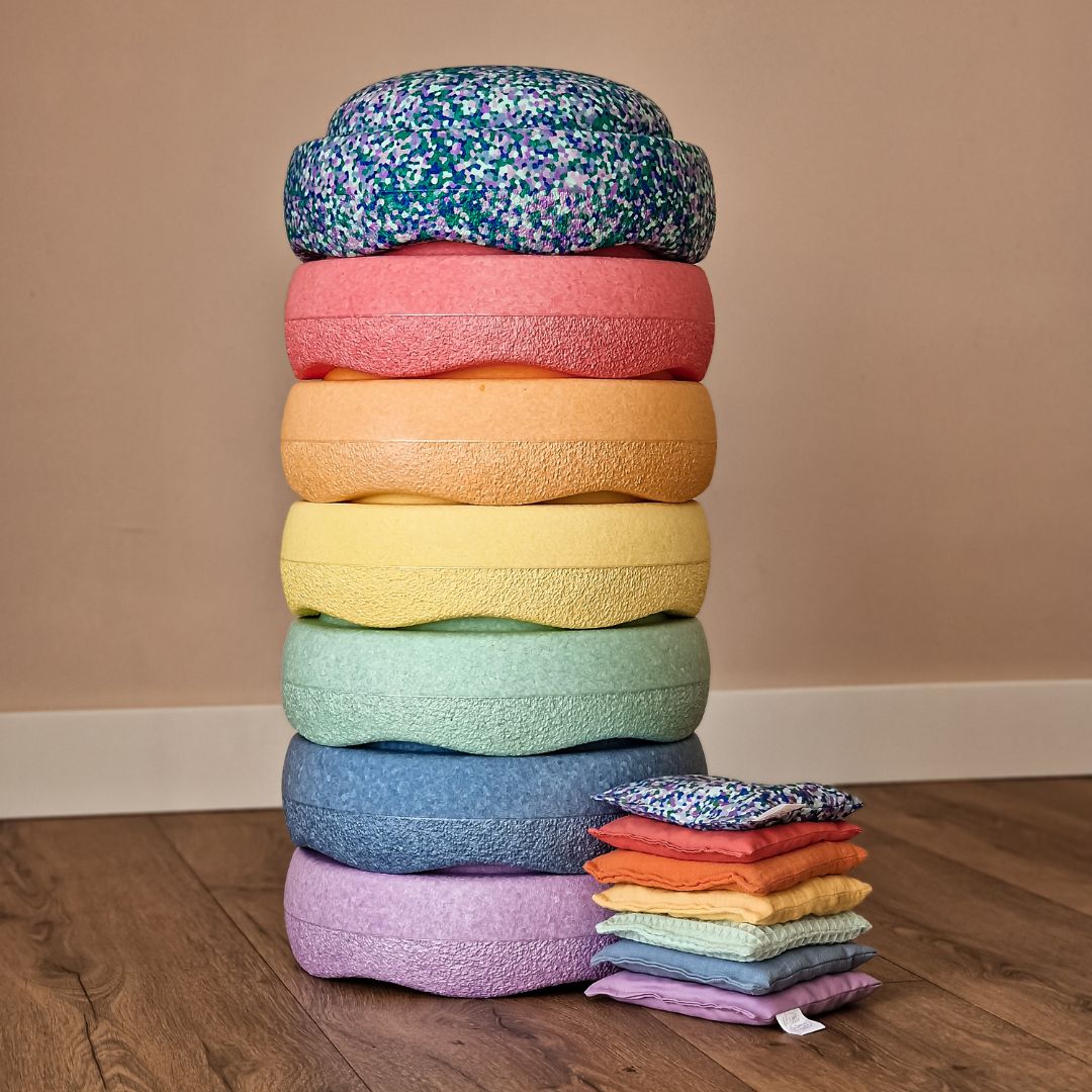 Voordeelbundel stapelstein en pittenzakjes in pastel en super cool confetti