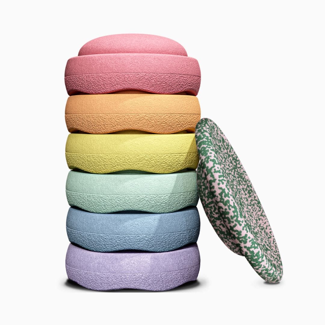 Stapelstein pastel stapstenen kerst special set met limited edition balansbord dark green en blush mix