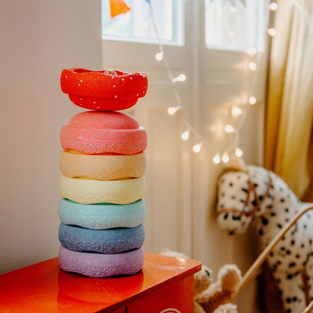 Limited Stapelstein mini set in pastel kleuren met special blush sprinkles mini-steen