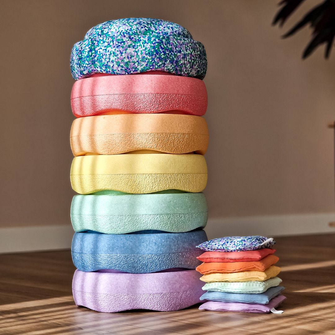 Voordeelbundel stapelstein en pittenzakjes in pastel en super cool confetti