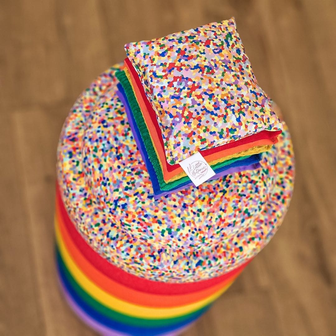 Stapelstein aanbieding voordeelbundel regenboog met super confetti steen en pittenzakjes