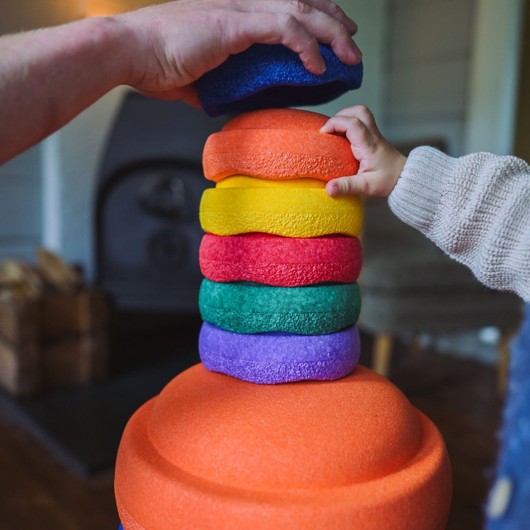Stapelstein mini stapstenen set van 6 in regenboogkleuren