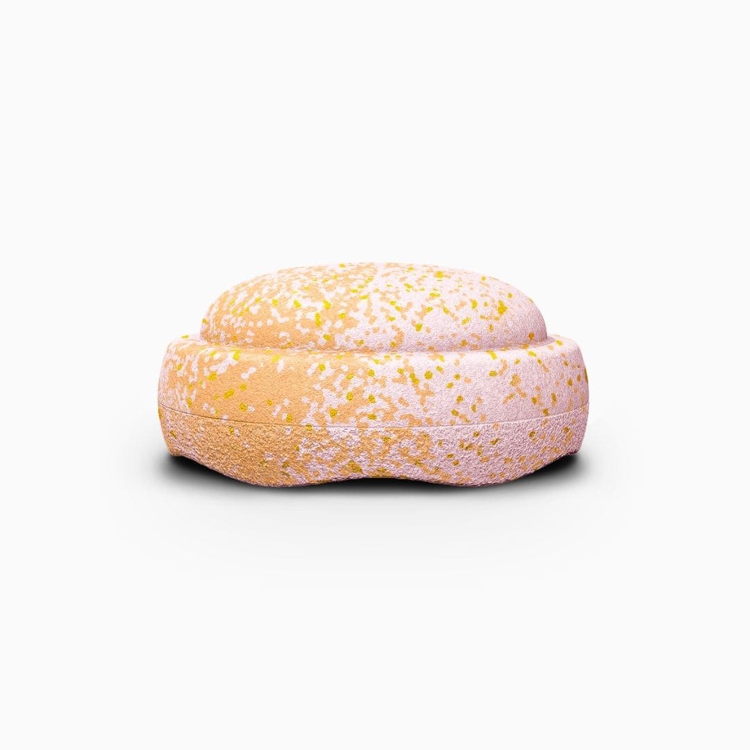 Stapelstein Spring Special steen petal licht roze met gele en oranje spikkels