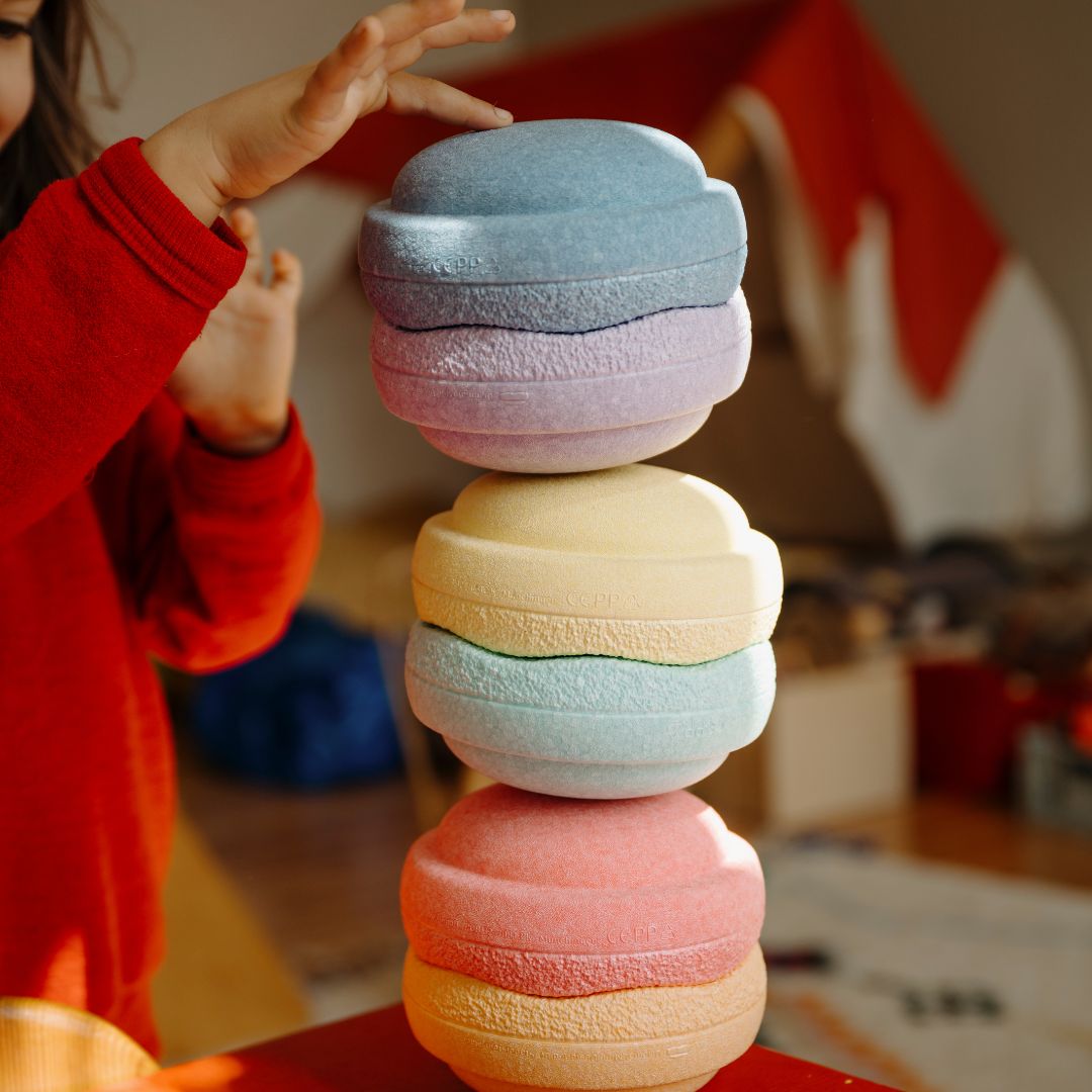 Stapelstein mini stapstenen set van 6 in pastelkleuren