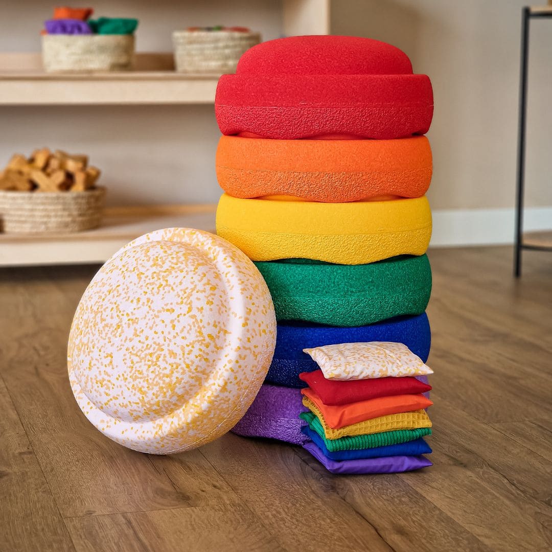 stapelstein voordeelbundel regenboog petal met stenen en pittenzakjes