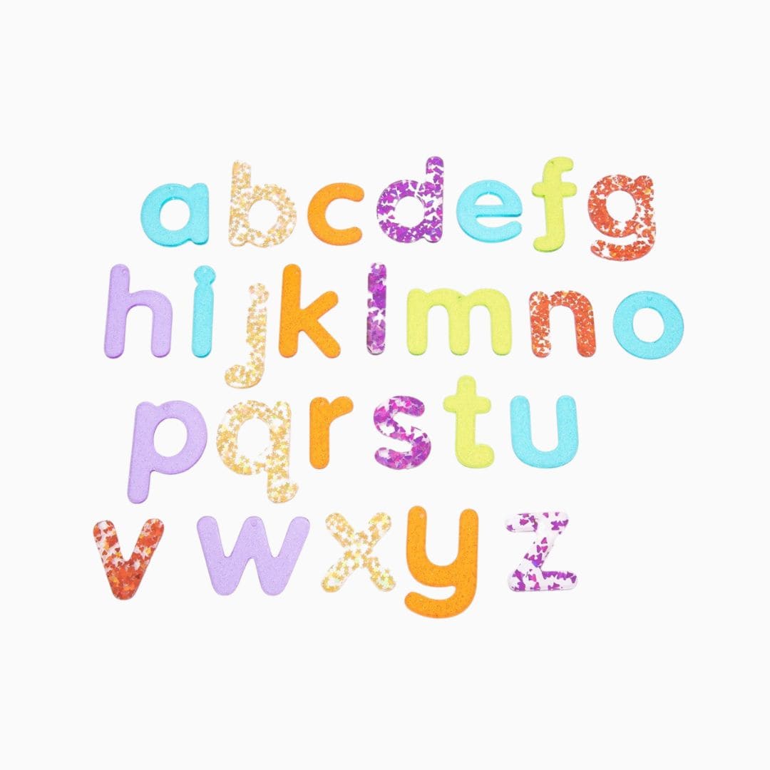 tickit doorschijnende letters van acryl in regenboogkleuren met glitters