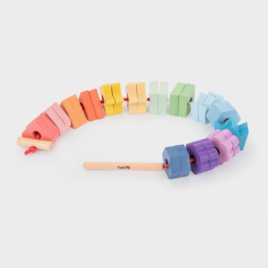 Tickit houten rijgkralen in regenboogkleuren