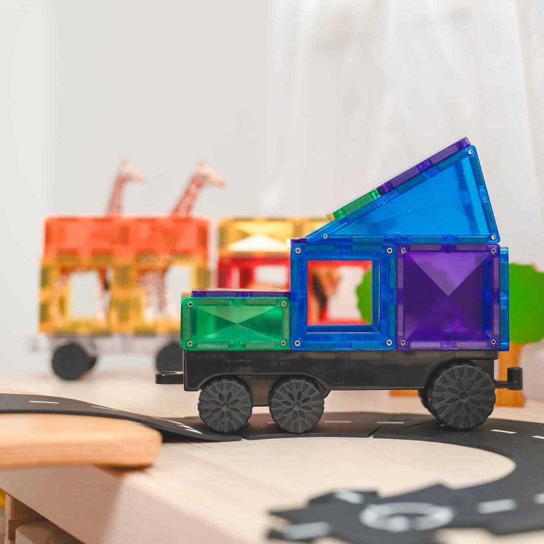 Connetix Rainbow magnetische tegels transport pack om auto's te maken
