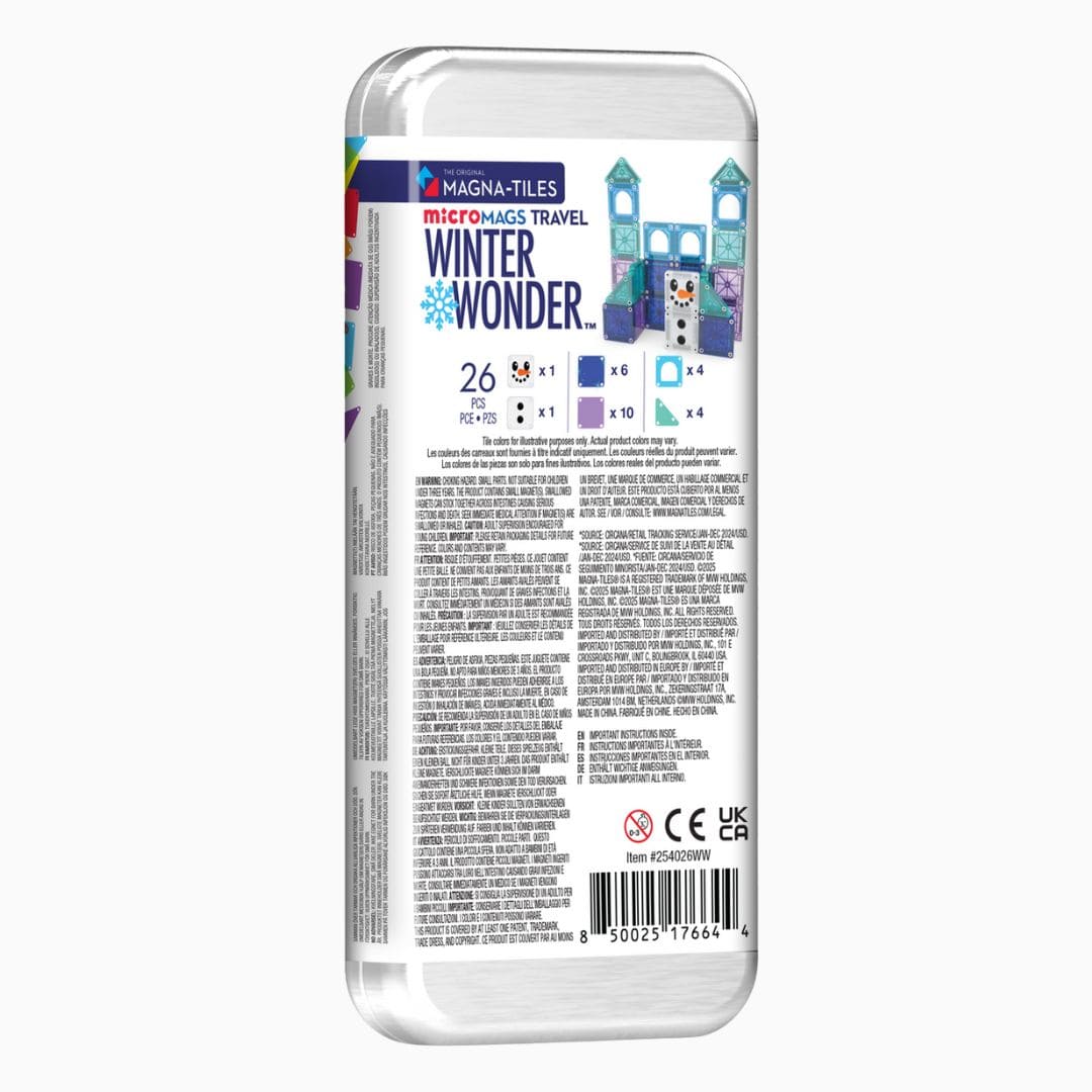 MagnaTiles travelset met mini magnetische tegels in het thema winter wonderland
