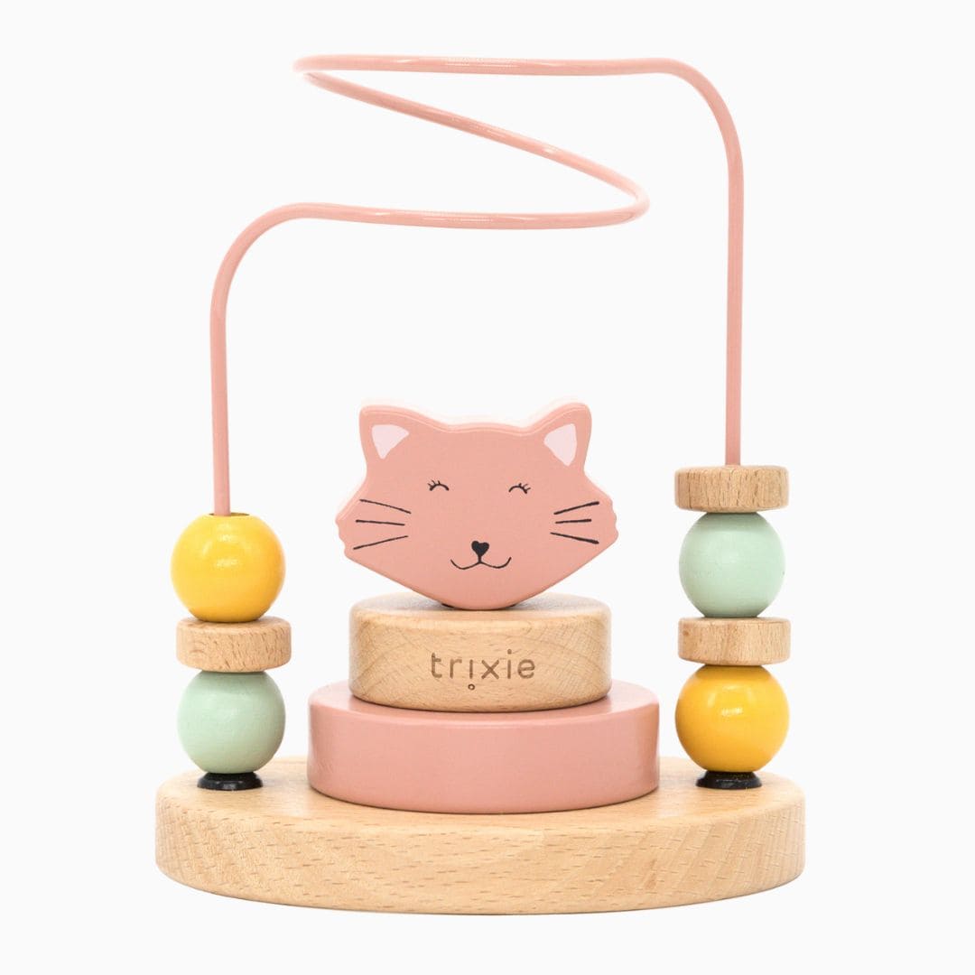 Trixie houten kralenframe Mrs. Cat roze