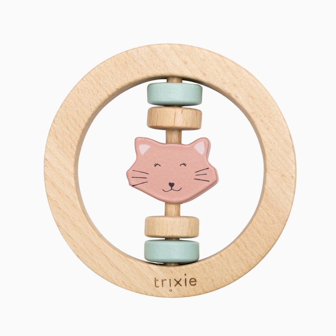 Trixie houten rammelaar Mrs. Cat roze