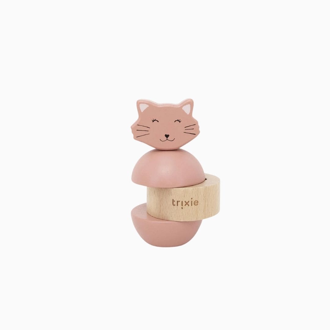 Trixie houten stapeltoren met rammelgeluid in het thema van Mrs. Cat