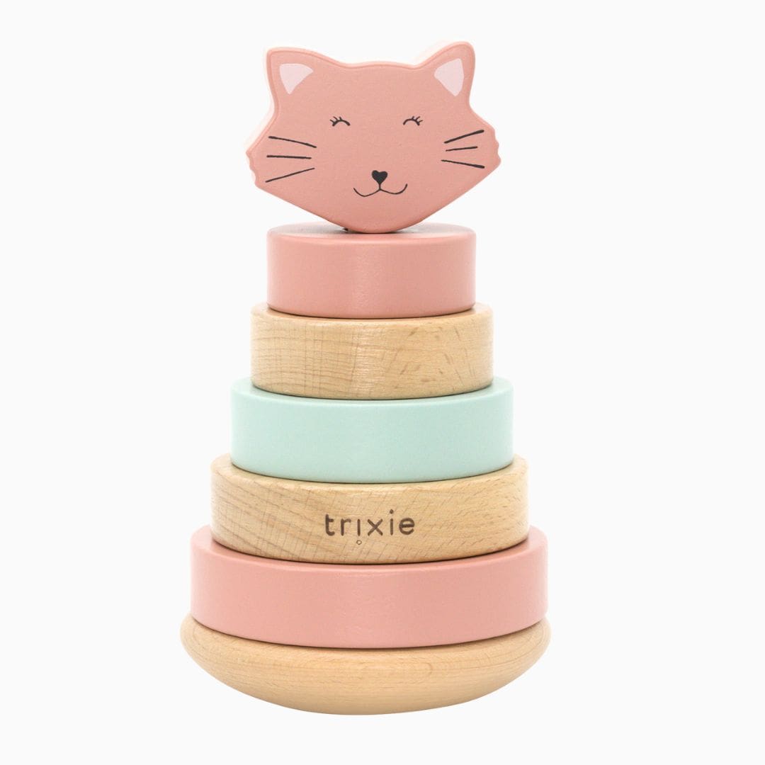 Trixie houten stapeltoren poes Mrs. Cat in de kleur roze