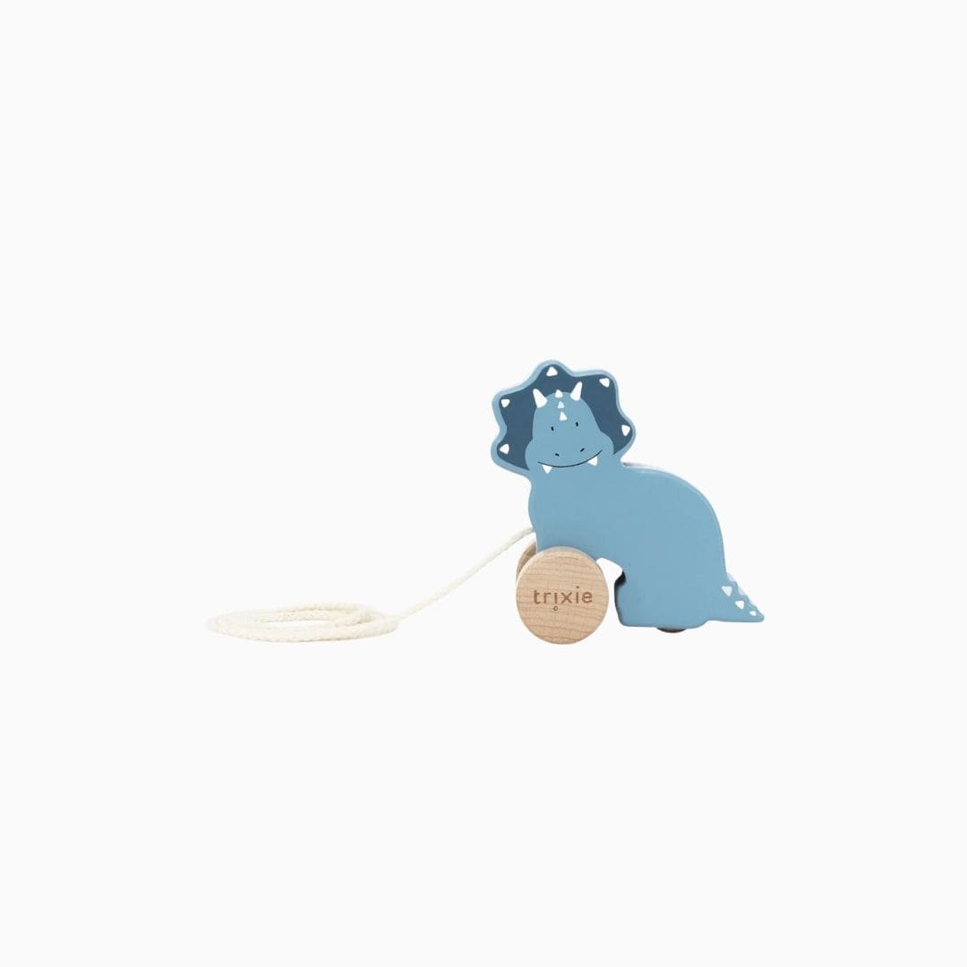 Trixie houten trekspeeltje in het thema van Mr. Triceratops