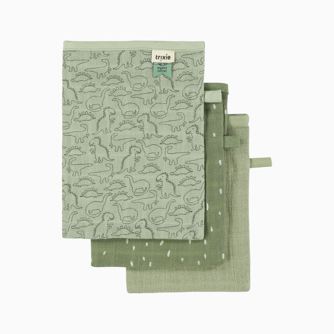 Trixie hydrofiele washandjes dino set - 3 st