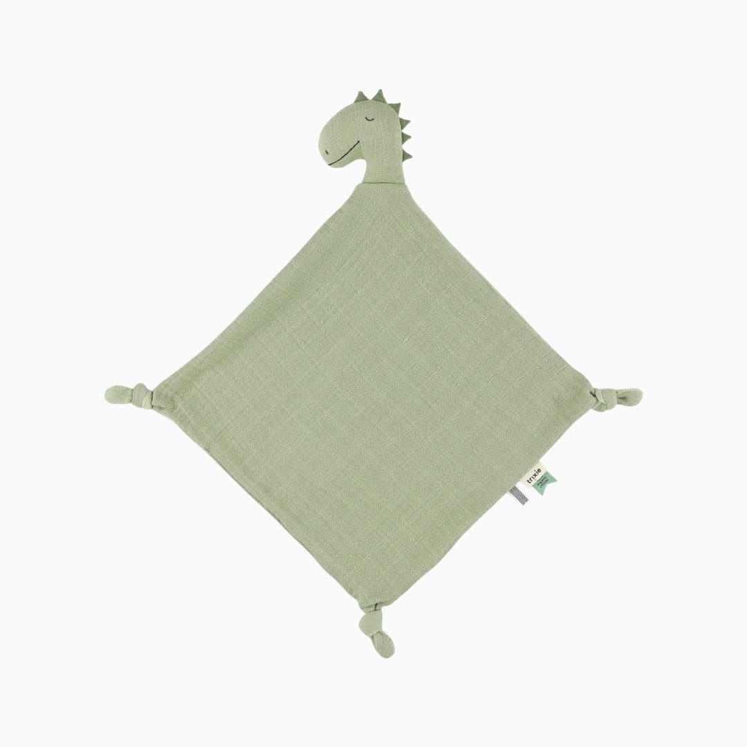 Trixie knuffeldoek van organisch katoen Mr. Dino in de kleur oudgroen