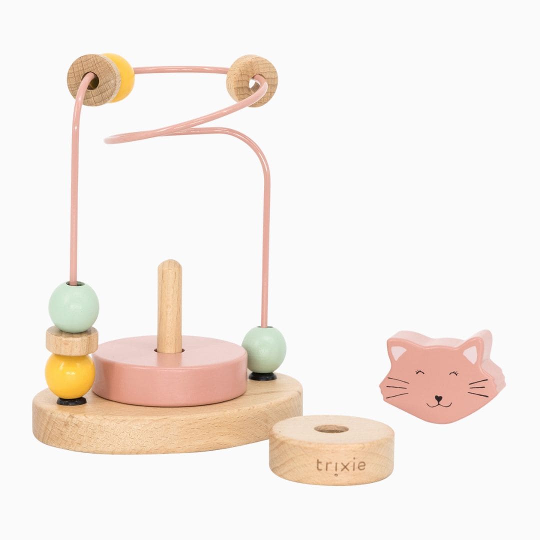 Trixie houten kralenframe Mrs. Cat roze