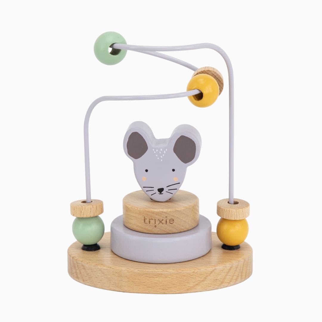 Trixie houten kralenframe Mrs. Mouse in de kleur lila