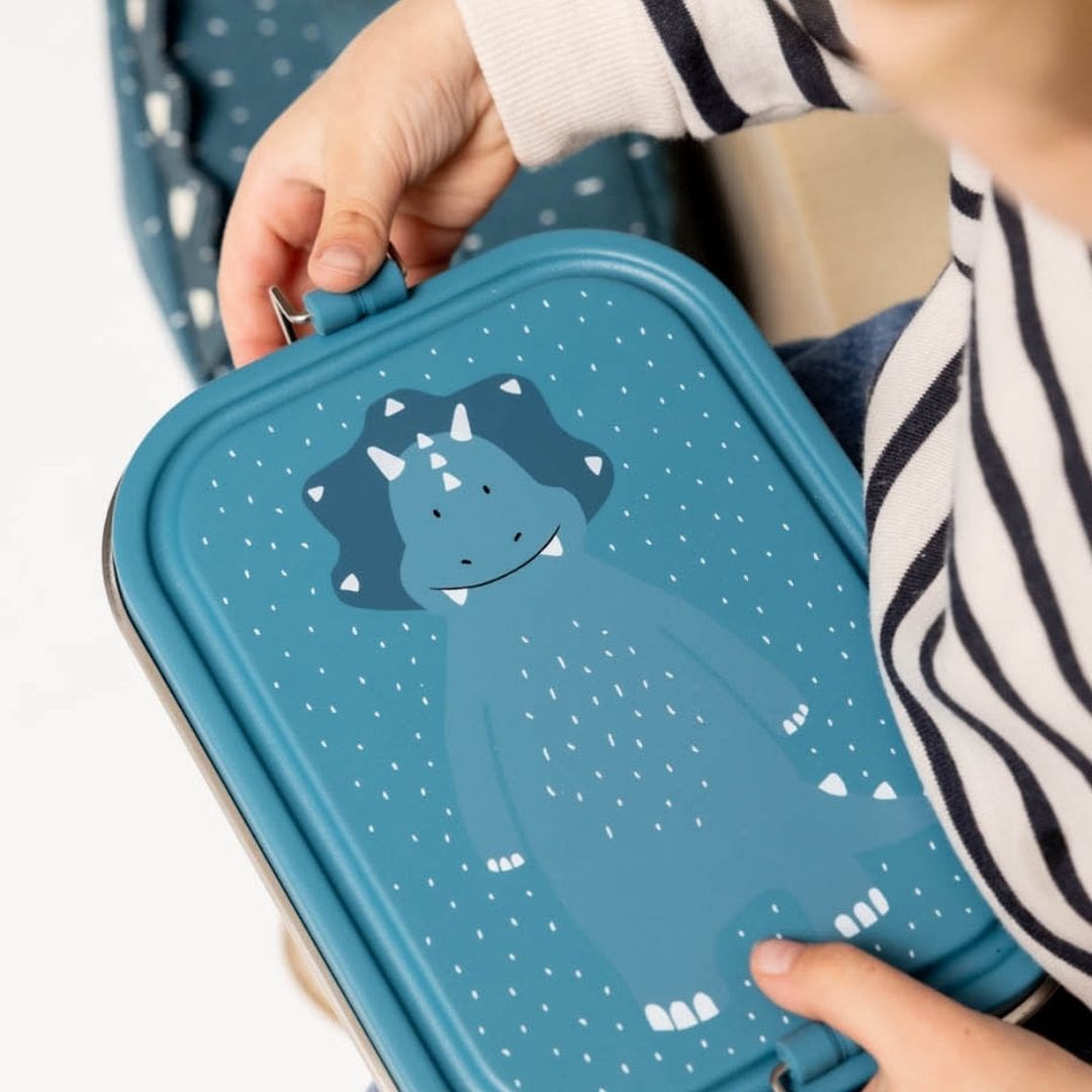 Trixie broodtrommel van RVS met triceratops afbeelding