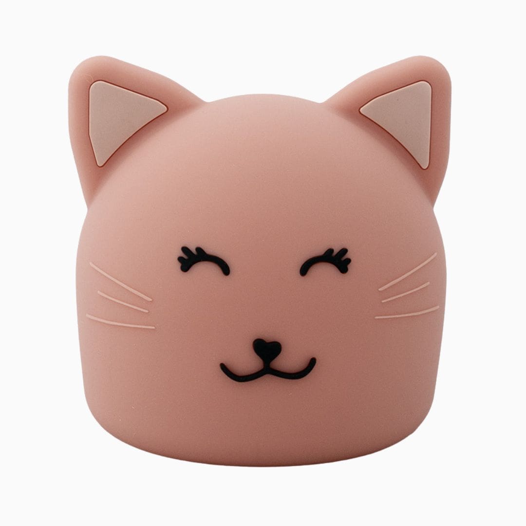 Trixie oplaadbaar nachtlampje in de vorm van een kat van siliconen in de kleur oud roze