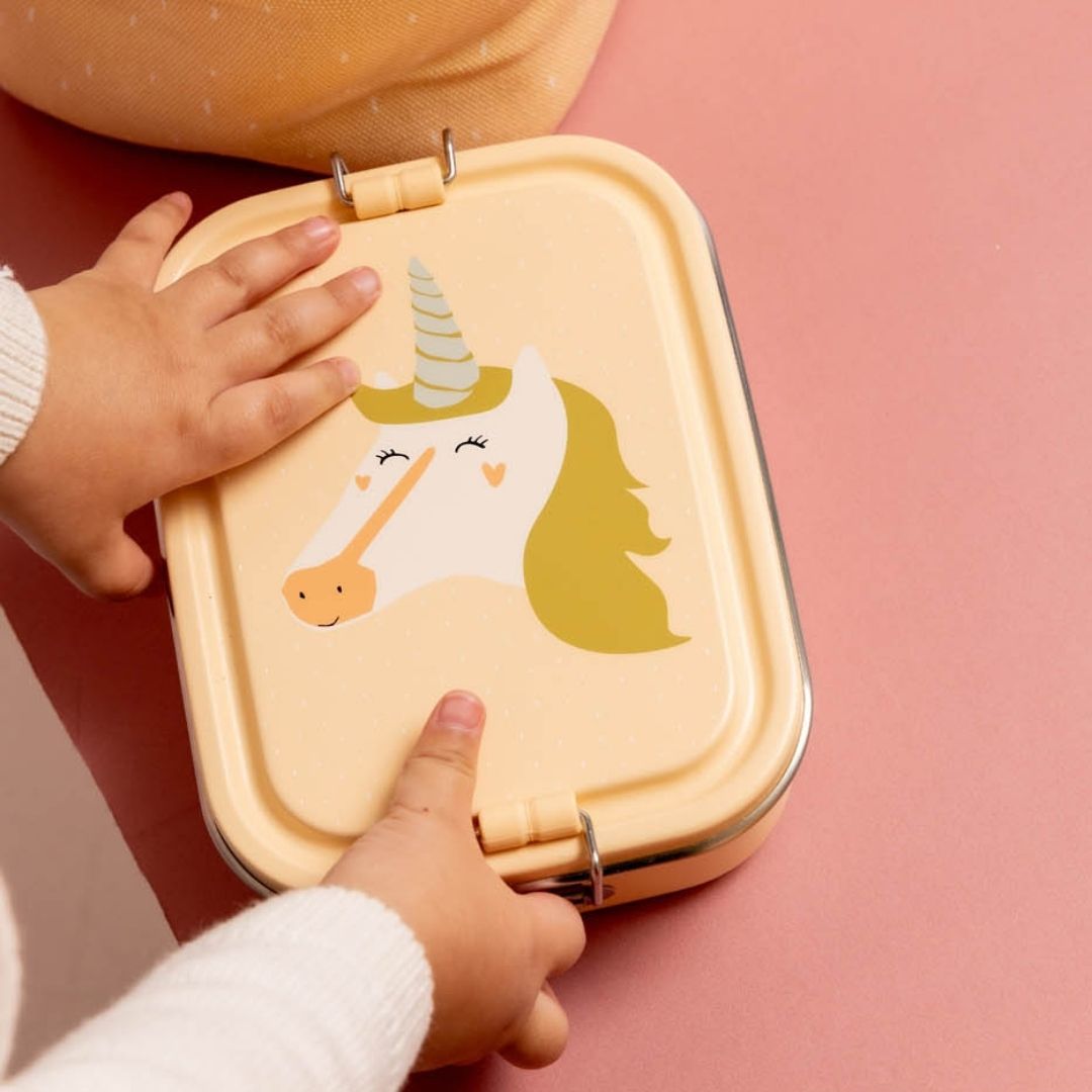 Trixie broodtrommel van RVS met vakverdeling en Unicorn