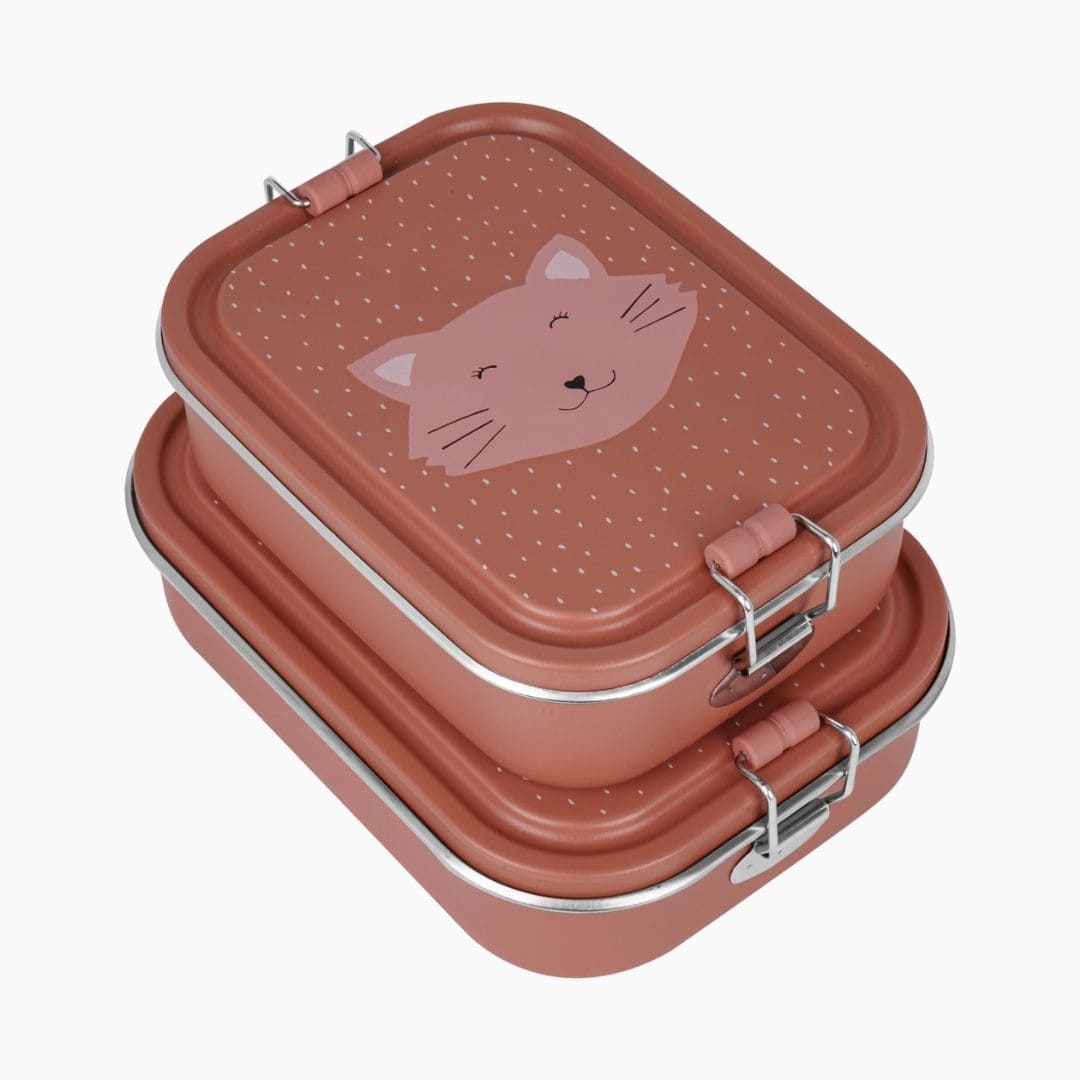 Trixie broodtrommel Mrs. Cat van RVS met een inhoud van 800ML