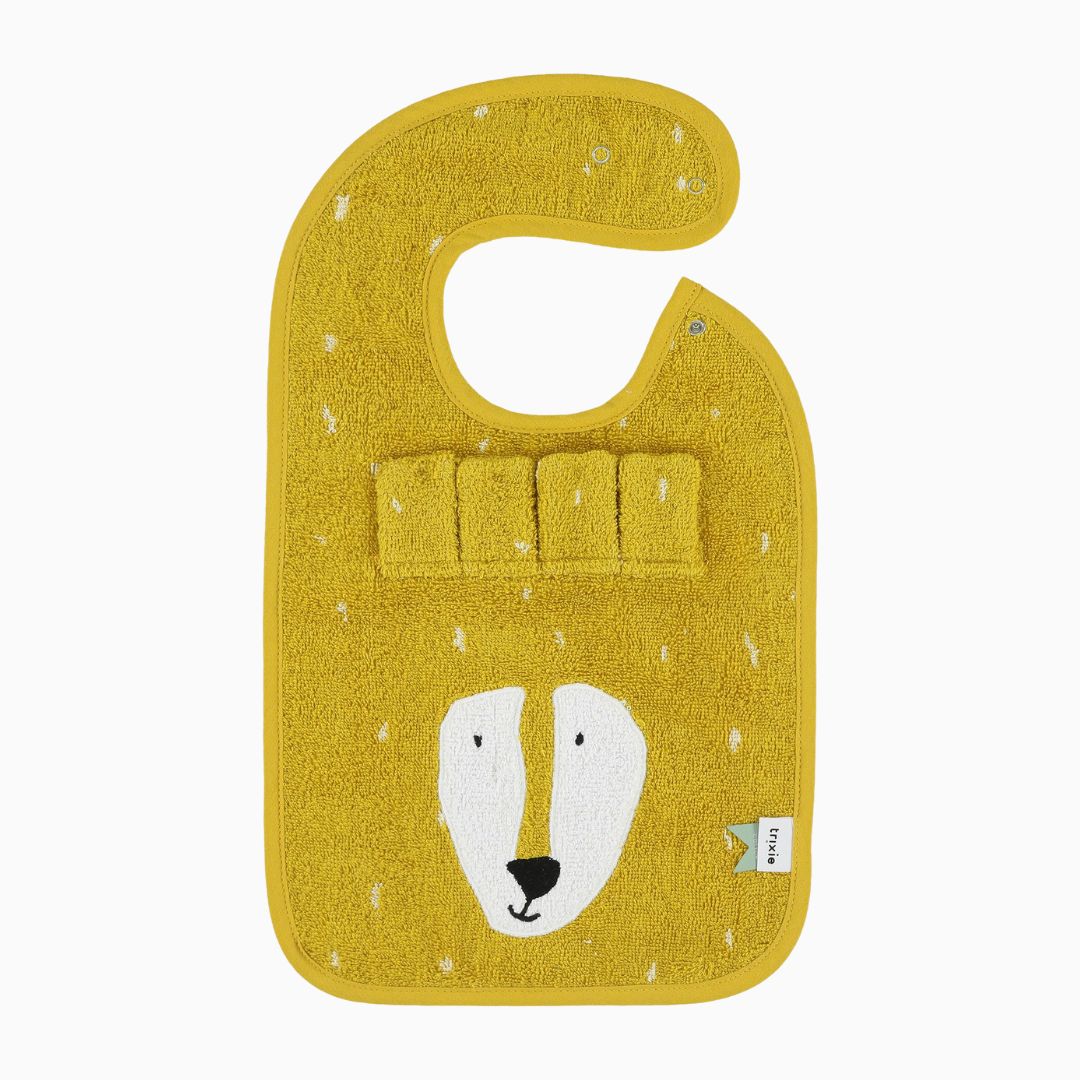 Trixie badstof slab van biologisch katoen in de kleur okergeel Mr. Lion leeuw