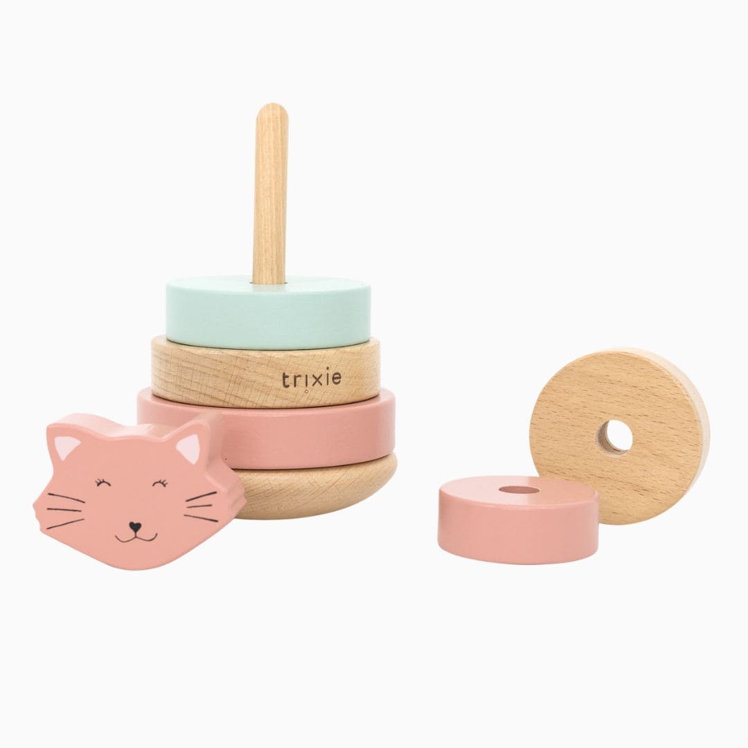 Trixie houten stapeltoren poes Mrs. Cat in de kleur roze