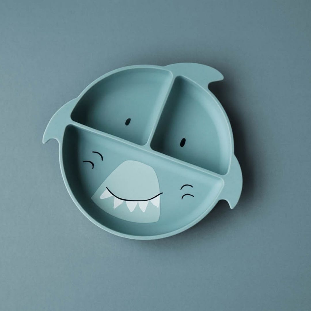 Trixie siliconen bord met vakjes en zuignap Mr. Shark haai