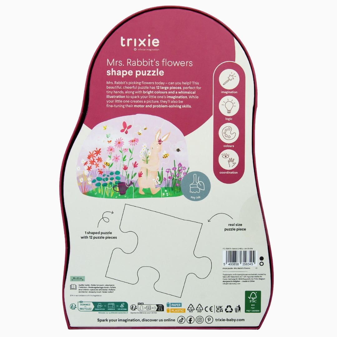 Trixie vormenpuzzel van karton bestaande uit 12 puzzelstukjes