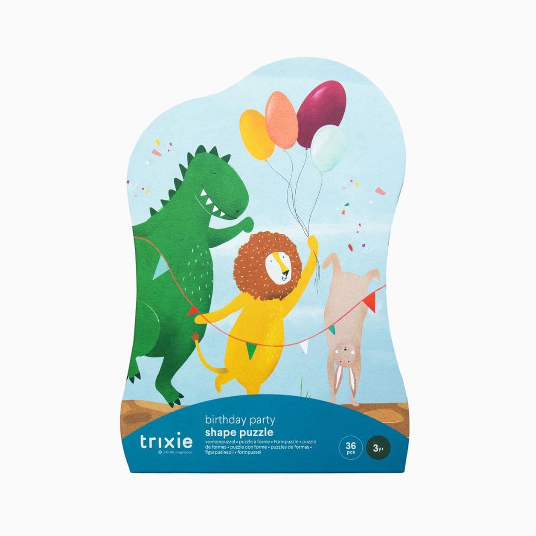 Trixie vormen puzzel van karton in het thema verjaardag met 36 stukjes