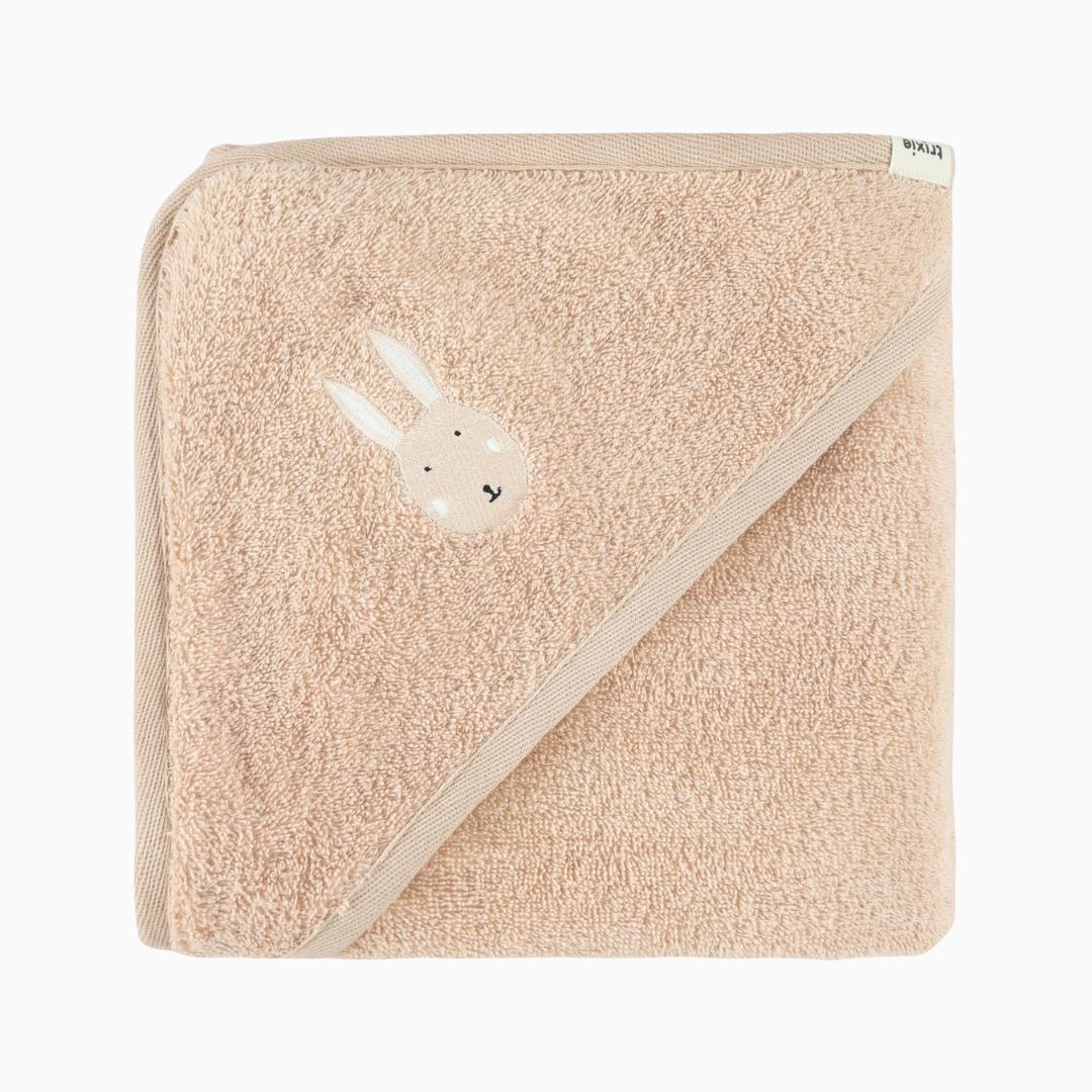 Trixie badstof badcape Mrs. Rabbit van organisch katoen in de kleur licht roze