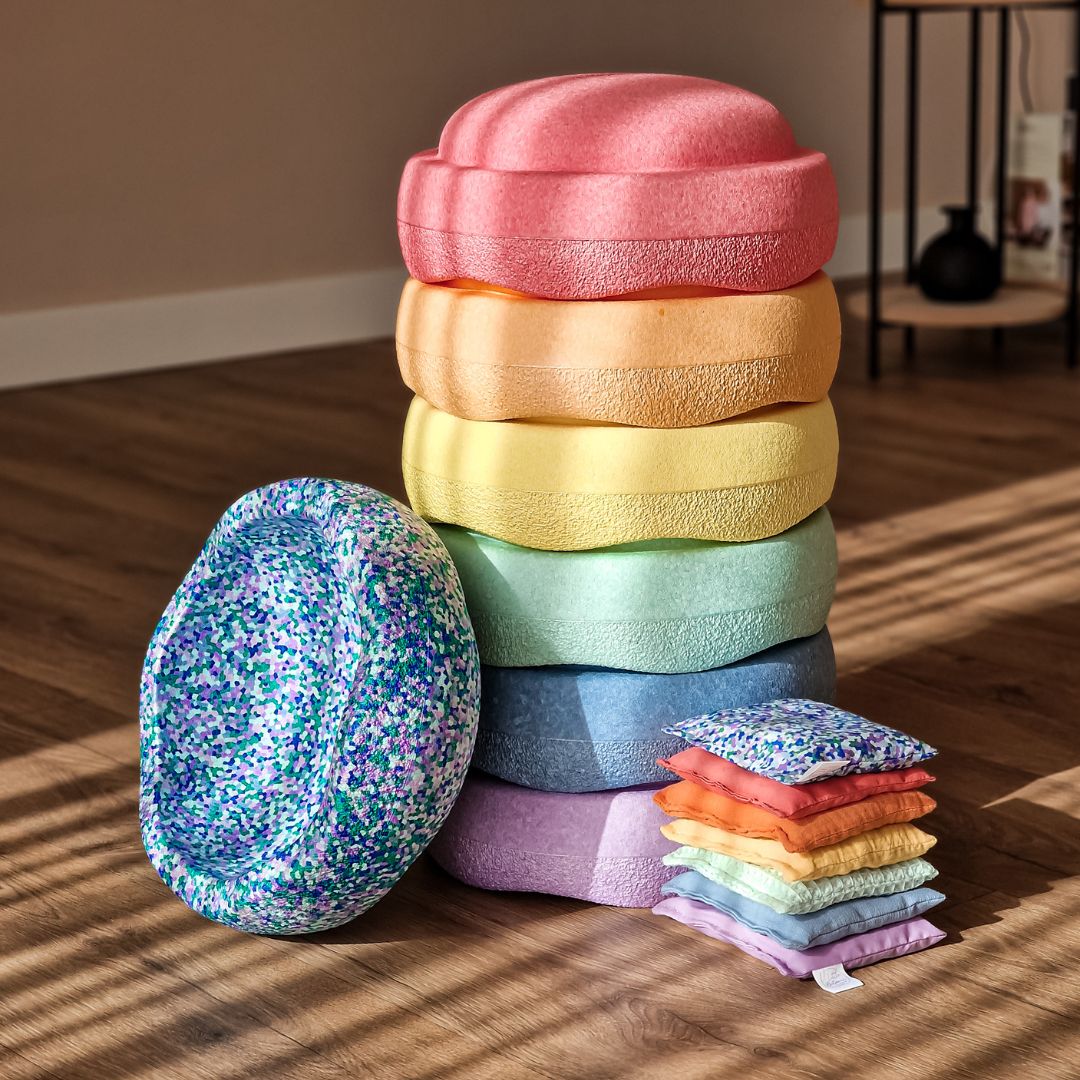 Voordeelbundel stapelstein en pittenzakjes in pastel en super cool confetti