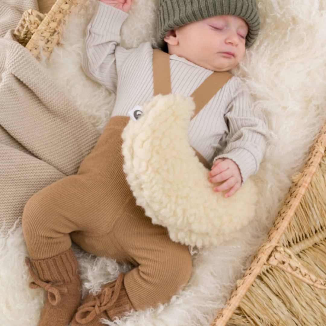 Warmtemaantje van merino wol in teddy stof van natural cosy kids