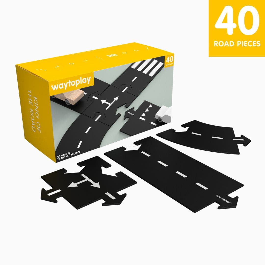 Waytoplay Toys flexibele autobaan King of the Road set met 40 wegdelen