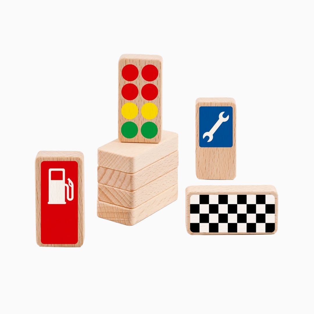 Waytoplay houten verkeersborden Roadblocks racebaan 8 stuks