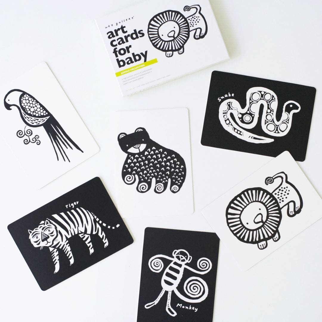 Wee Gallery art cards kijkkaarten zwart wit in het thema Jungle