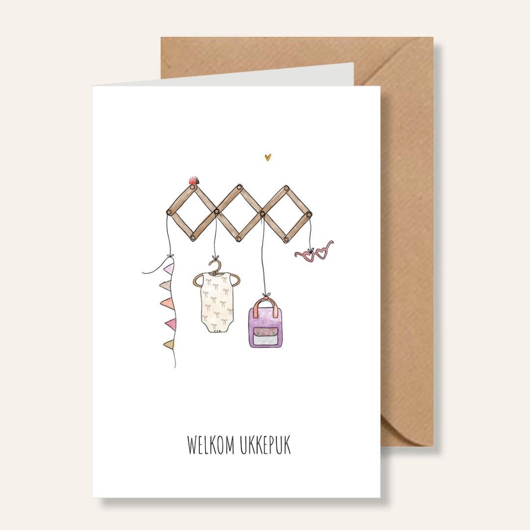 Juulz illustrations & design geboortekaartje - welkom ukkepuk meisje
