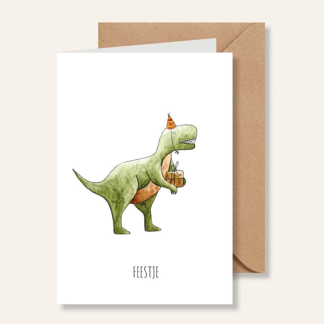 Verjaardagskaart T-rex van Juulz Illustration