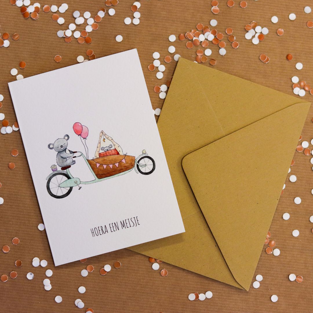 Kaart Hoera een meisje - koala