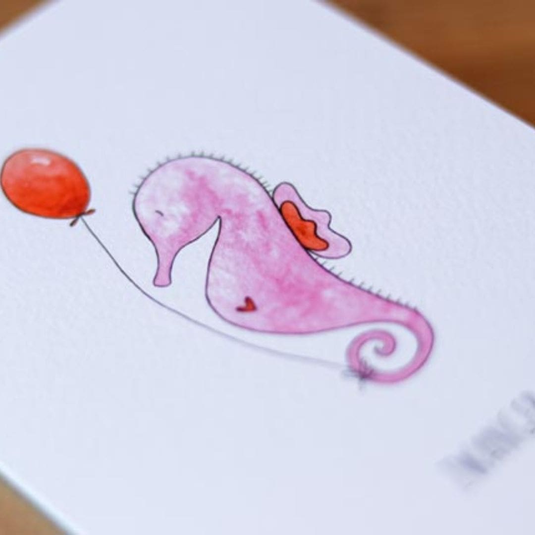 Ansichtkaart van Juulz Illustration hoera zwanger zeepaardje