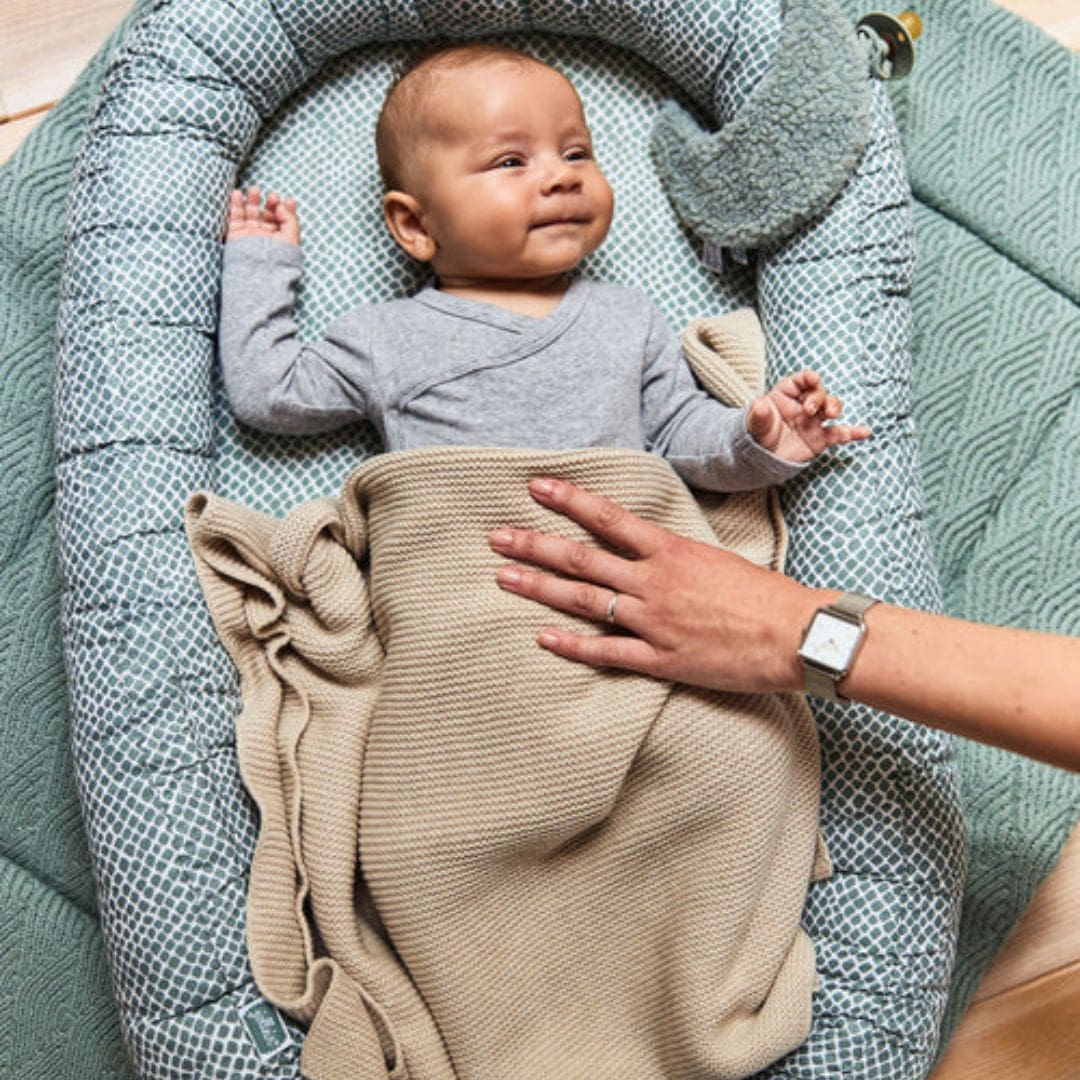 Jollein gebreide wiegdeken van katoen met afmeting 75 x 100 cm in de kleur beige