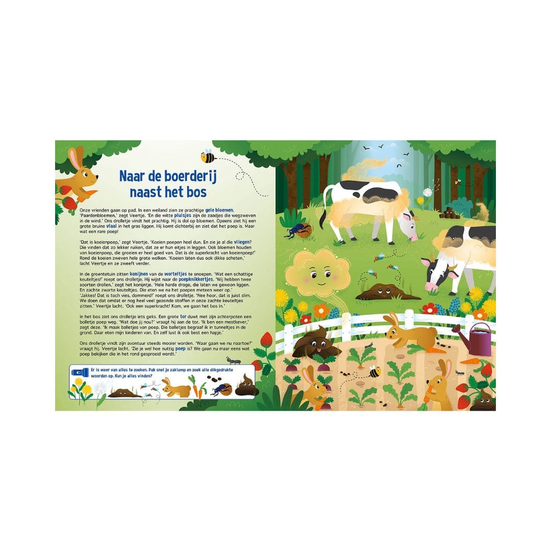 Zaklampboek speuren in het bos