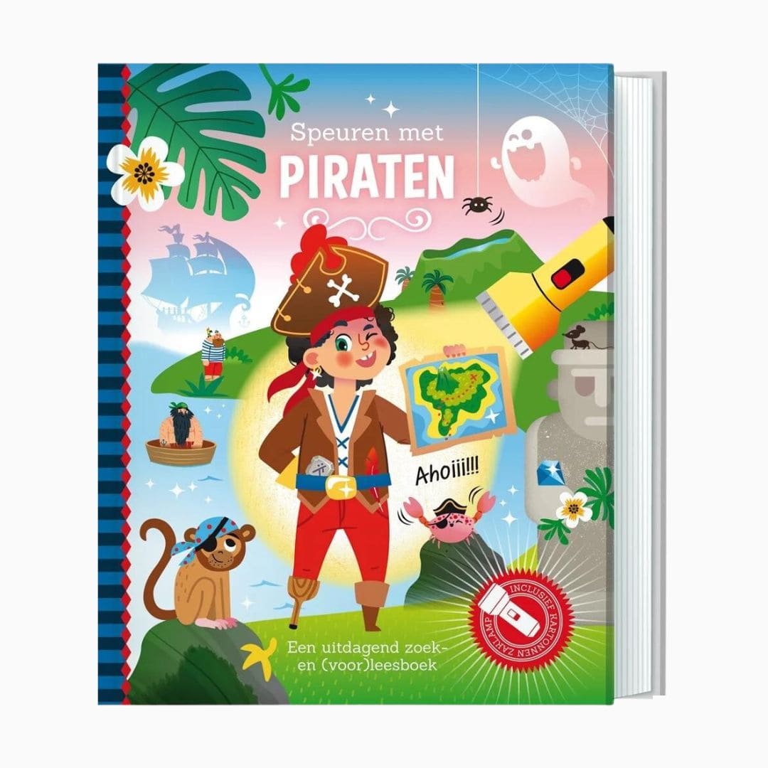 Interactief zaklampboek speuren met piraten van uitgeverij lantaarn publishers