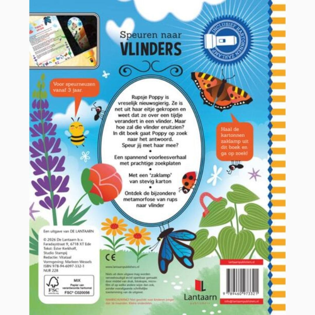 Zoekboek met zaklamp speuren naar vlinders