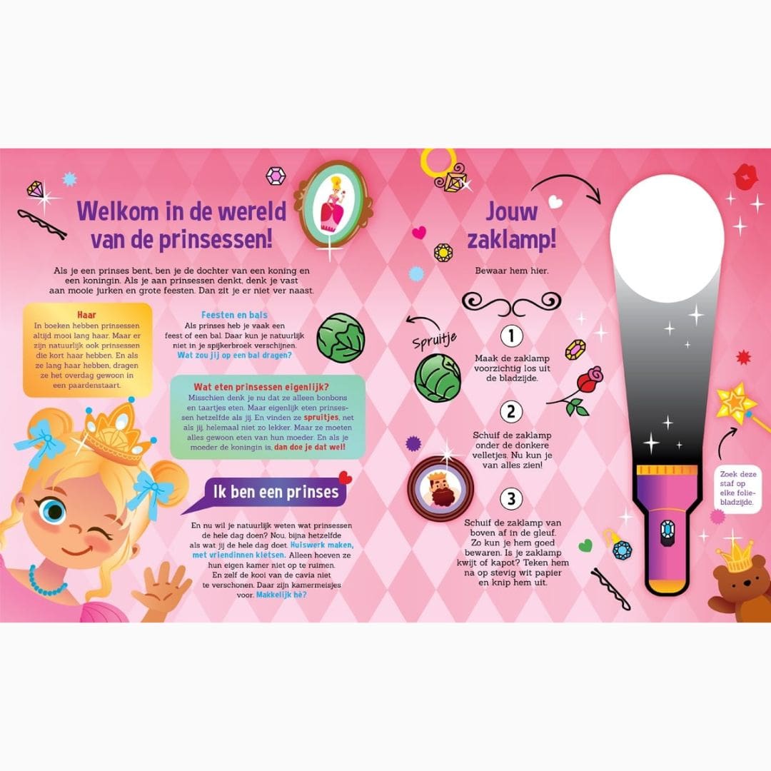 Zoekboek met zaklamp speuren naar Prinsessen van uitgeverij lantaarn publishers