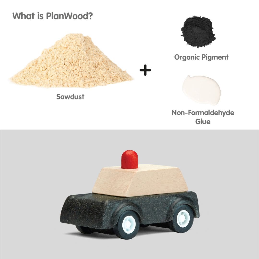 Houten politie speelgoedauto Plantoys